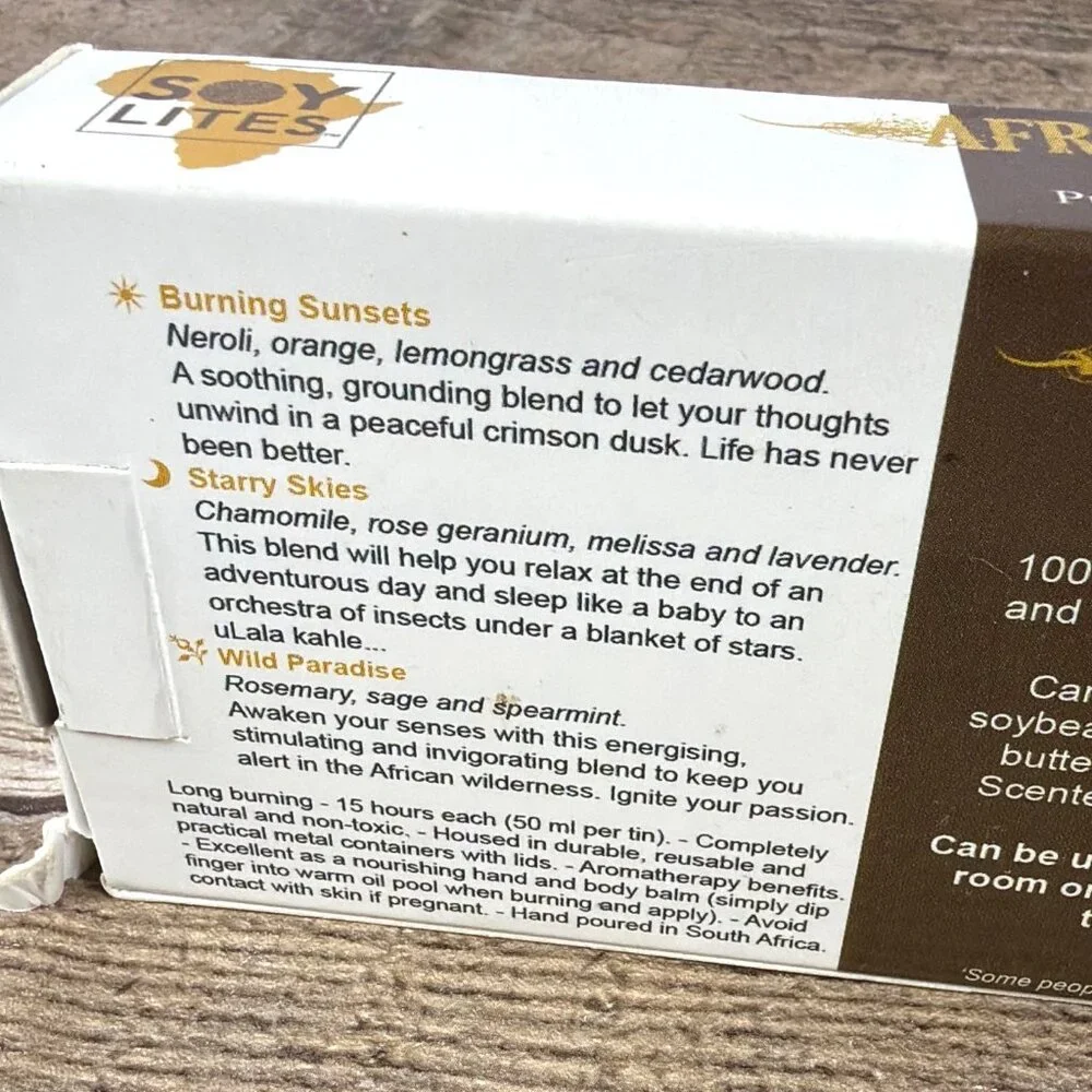 African Travel Soy Lites Candle 3pc Set South Africa Artisan Travel 15 Hour Burn